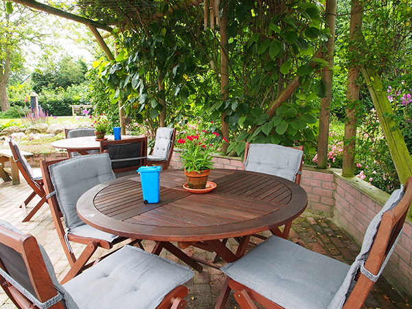 Een kijkje in de theetuin, groentetuin en keuken van Siepie de Jong en Franke Kooiker, Leppedijk 9, Nij Beets. Mevrouw De Jong maakt een hele reeks gezonde en zeer smakelijke streekproducten van eigen erf en tientallen soorten origineel gebak, zoals Appelkruimel met walnoten, Finse Trollenkoek, Citroencake, Pompoentaart, Frans Napoleontaart, Australische bananentaart en Zweedse Toscaka. Ook de muntthee komt van eigen tuin. Het stel runt in hun woning ook een bed and breakfast.